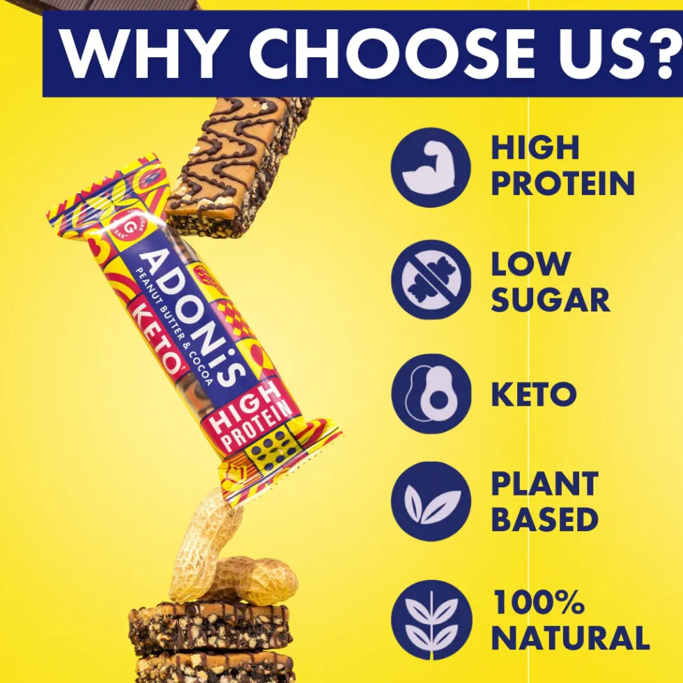 Barre keto beurre de cacahuète et chocolat 45g Adonis