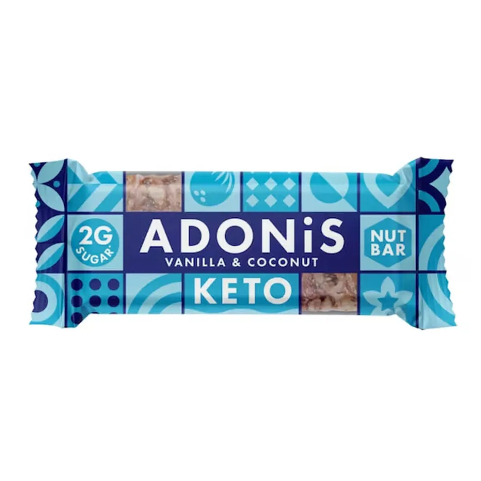 Barre keto Vanille et noix de coco Low carb 35g Adonis