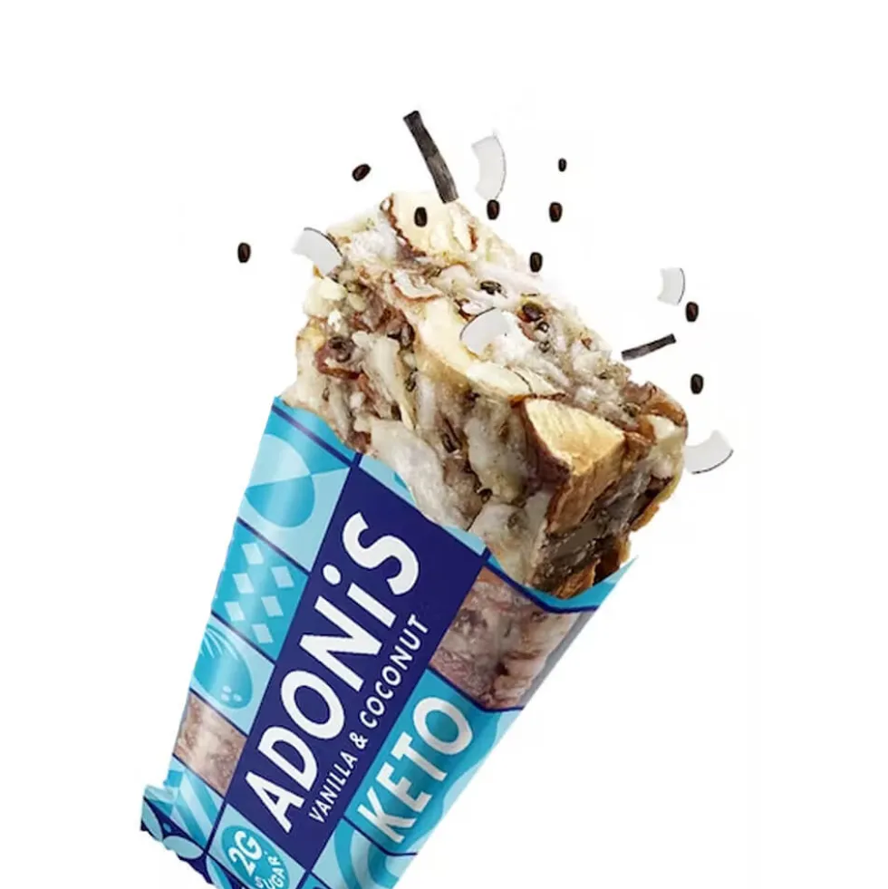 Barre keto Vanille et noix de coco Low carb 35g Adonis
