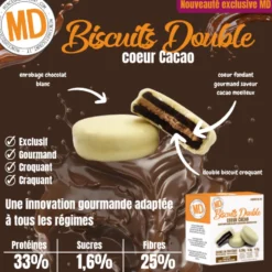 Biscuits protéinés low carb double coeur saveur Cacao Boîte de 8 MD