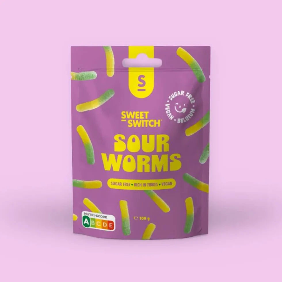 Bonbons sans sucre Sour Worms Sweet-Switch 100g
