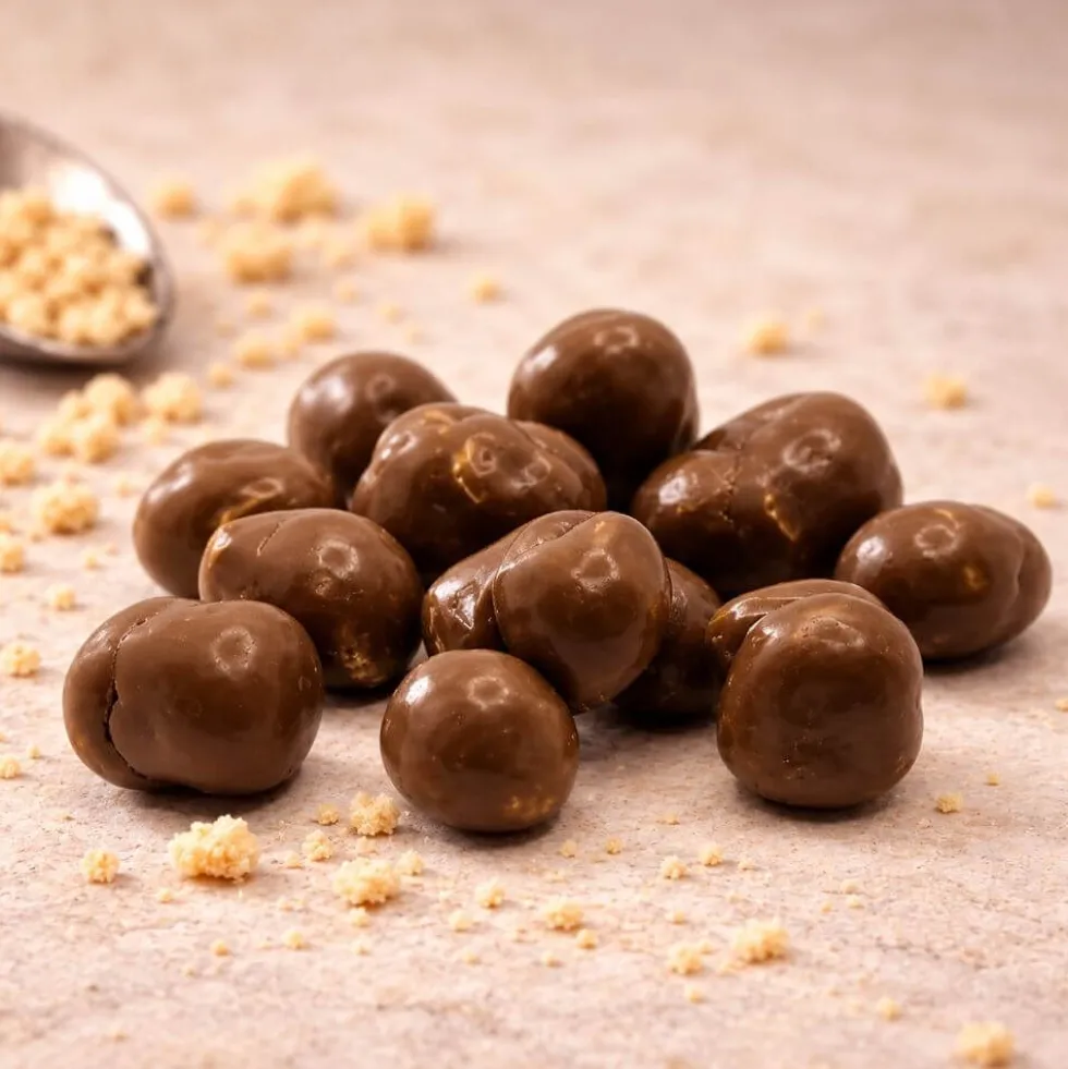 Boules de soja protéinées enrobées de Chocolat Lait MD