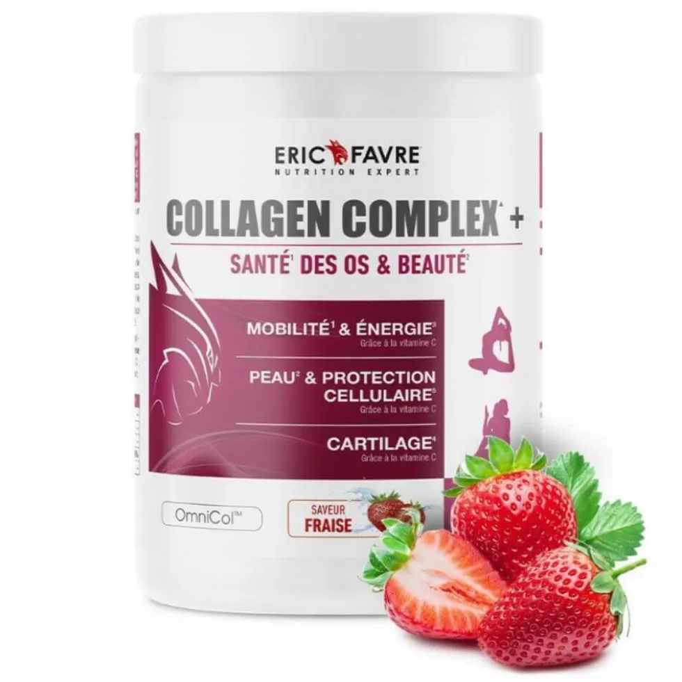 Collagen complex Acide hyaluronique Vitamine C saveur Fraise pot de 300g Eric Favre