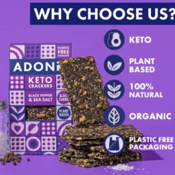 Crackers Keto Poivre noir et sel de mer ADONIS