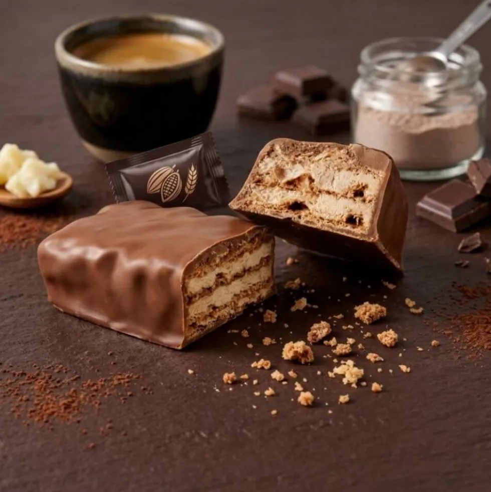 Gaufre protéinée enrobée chocolat & crème chocolat MD unite