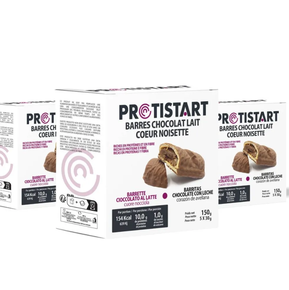 Lot de 3 boîtes de 5 Barres protéines Chocolat Lait Crème Noisette - Protistart