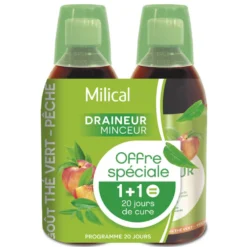 Milical Draineur minceur ultra goût Thé Vert pêche lot de 2 bouteilles de 500ml