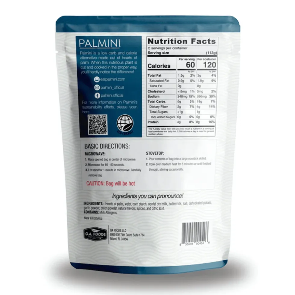 Palmini - Purée ail rôti - 7 g de glucides - Sans gluten - Paquet de 226 g