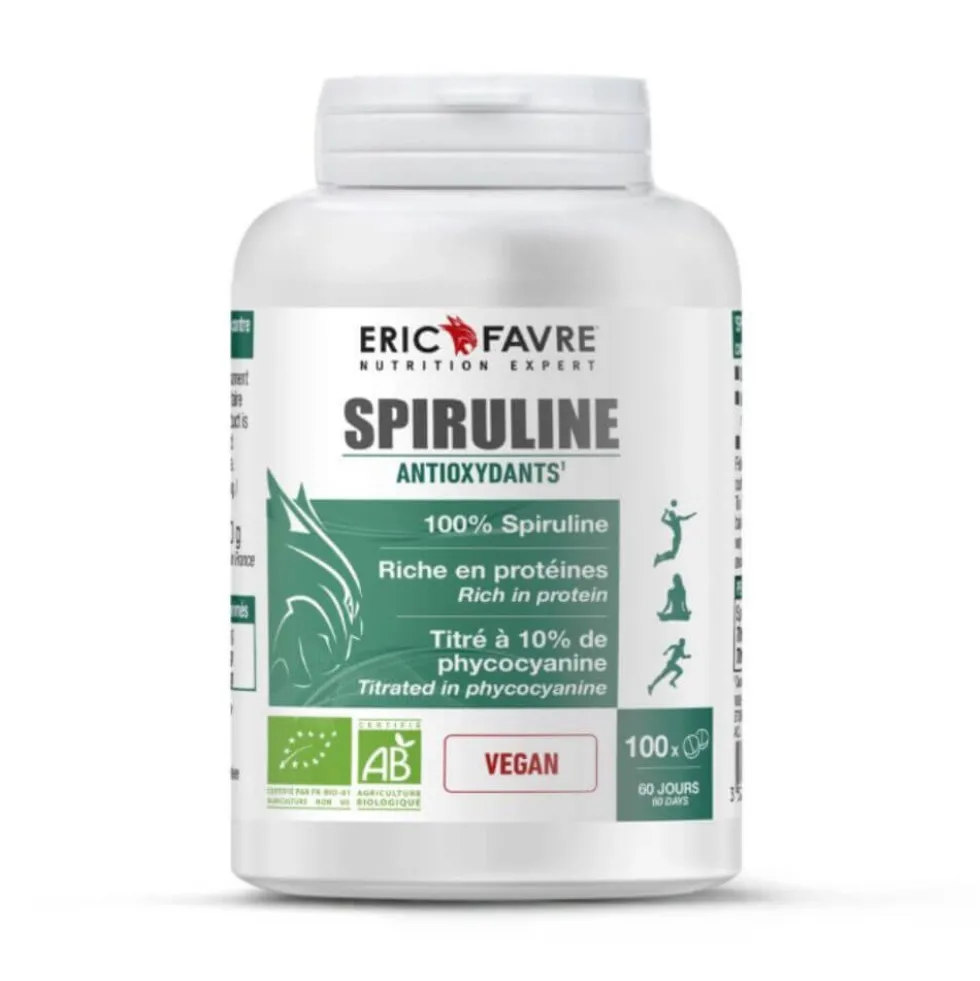Spiruline Vegan bio 100 comprimés Eric Favre